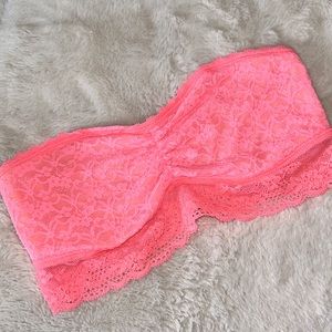 Medium aerie coral pink lace bralette strapless bandeau bra